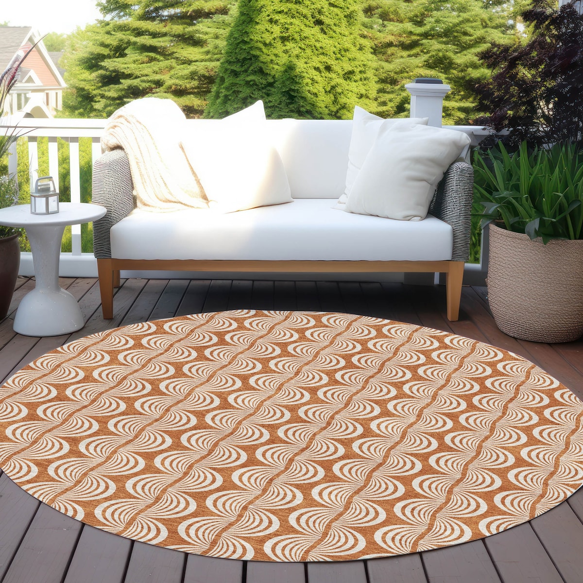 Machine Washable Indoor/ Outdoor Contemporary Chantille Rug