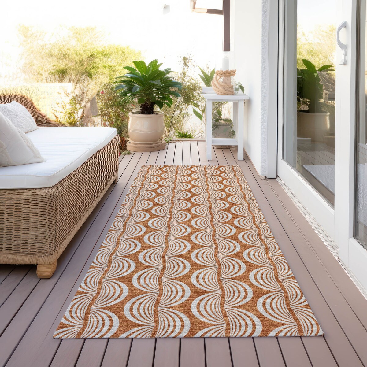 Machine Washable Indoor/ Outdoor Contemporary Chantille Rug