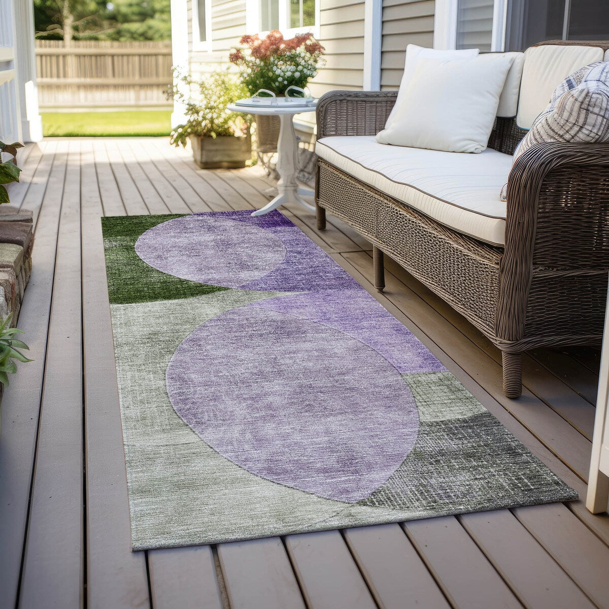 Machine Washable Indoor/ Outdoor Contemporary Deco Chantille Rug