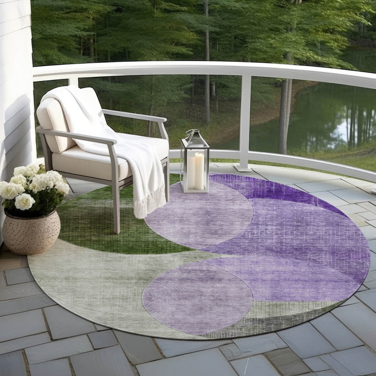 Machine Washable Indoor/ Outdoor Contemporary Deco Chantille Rug