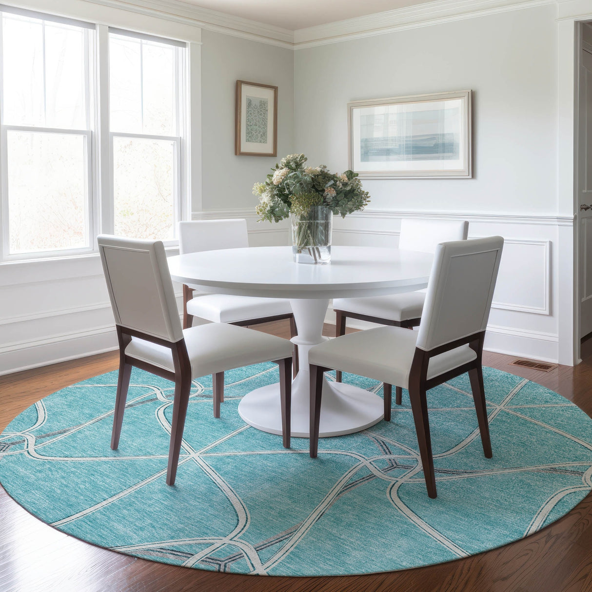Machine Washable Indoor/ Outdoor Contemporary Links Chantille Rug