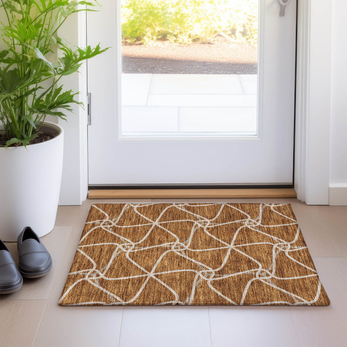 Machine Washable Indoor/ Outdoor Contemporary Links Chantille Rug