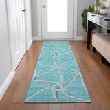 Machine Washable Indoor/ Outdoor Contemporary Links Chantille Rug