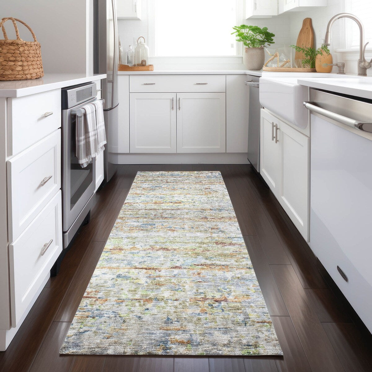 Machine Washable Indoor/ Outdoor Contemporary Solid Chantille Rug
