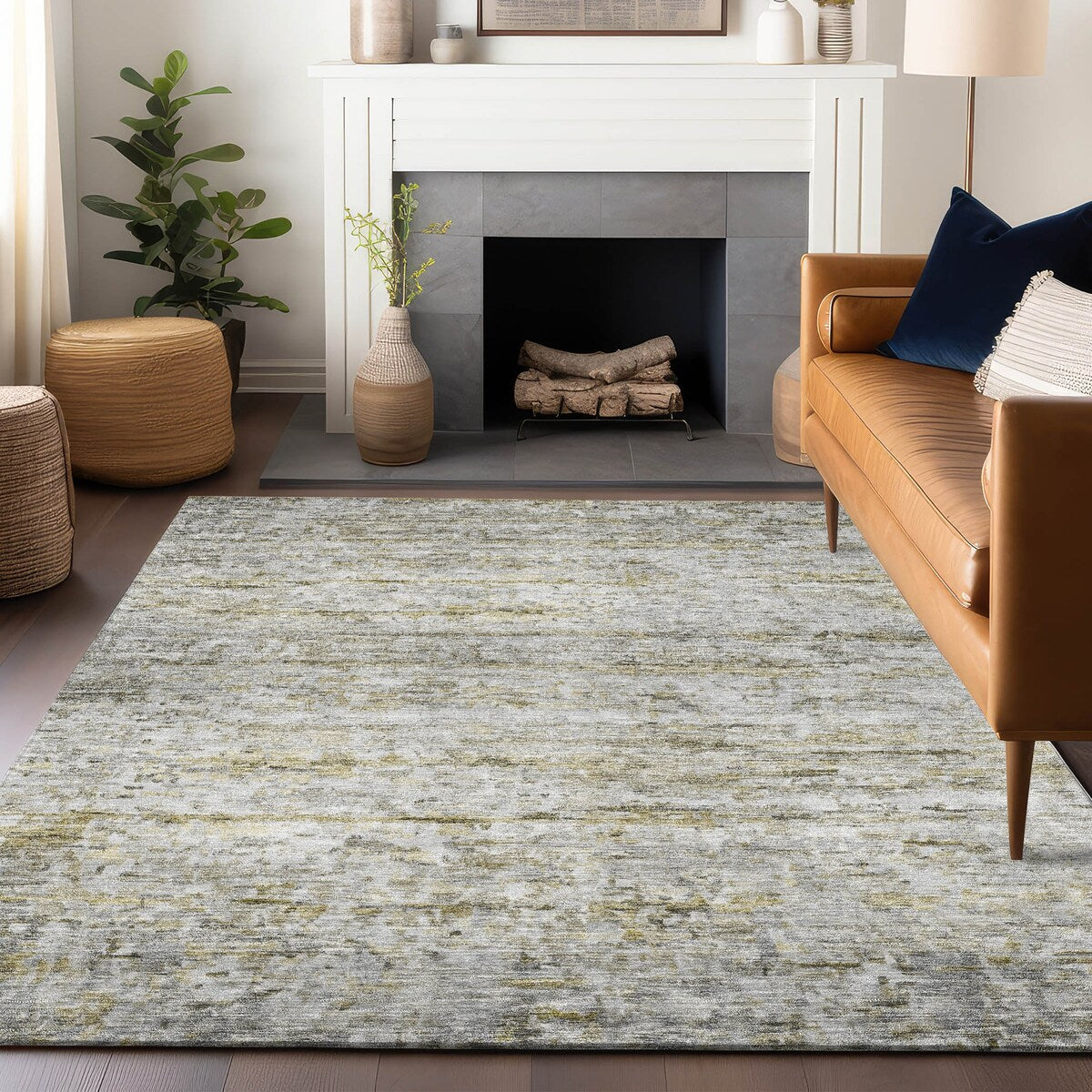 Machine Washable Indoor/ Outdoor Contemporary Solid Chantille Rug