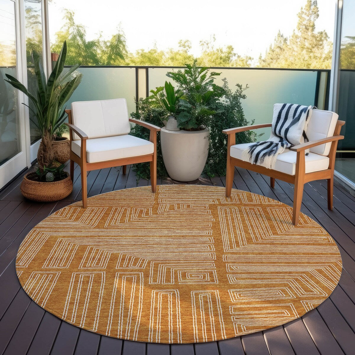 Machine Washable Indoor/ Outdoor Contemporary Stack Chantille Rug