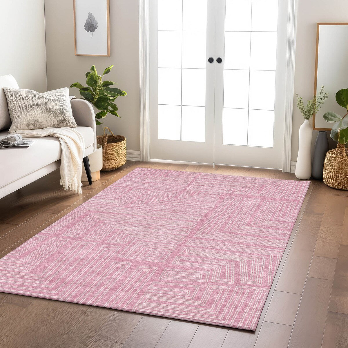 Machine Washable Indoor/ Outdoor Contemporary Stack Chantille Rug