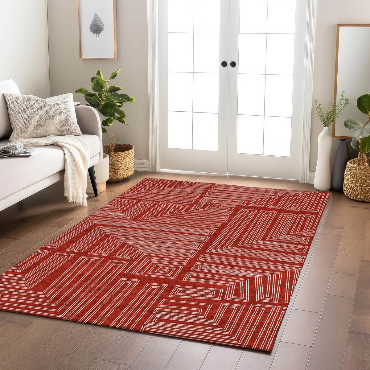 Machine Washable Indoor/ Outdoor Contemporary Stack Chantille Rug