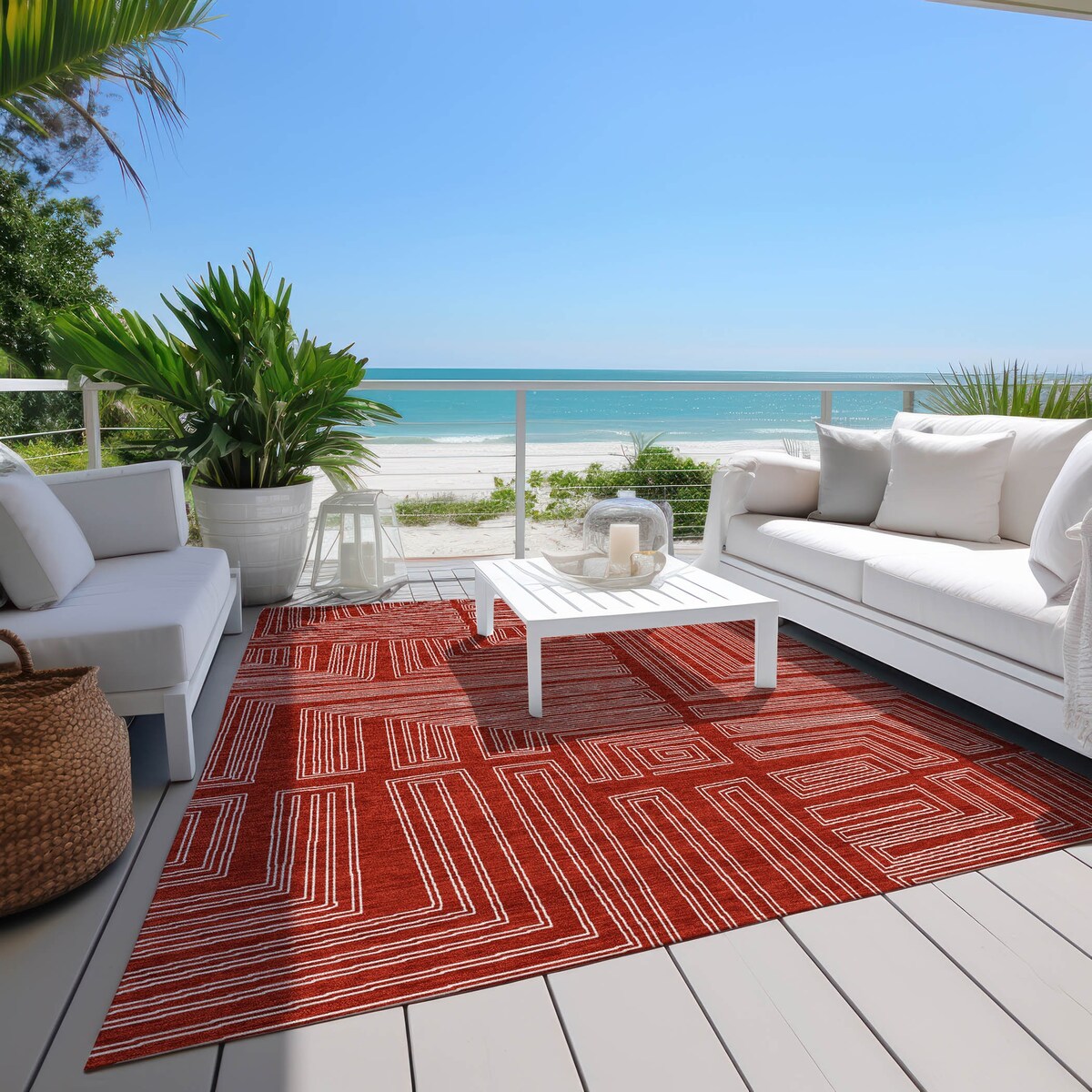 Machine Washable Indoor/ Outdoor Contemporary Stack Chantille Rug