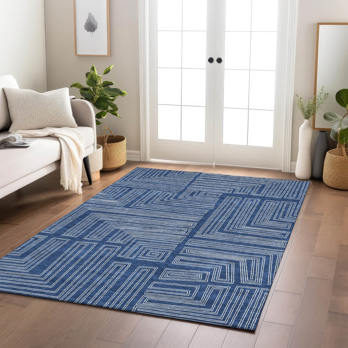 Machine Washable Indoor/ Outdoor Contemporary Stack Chantille Rug