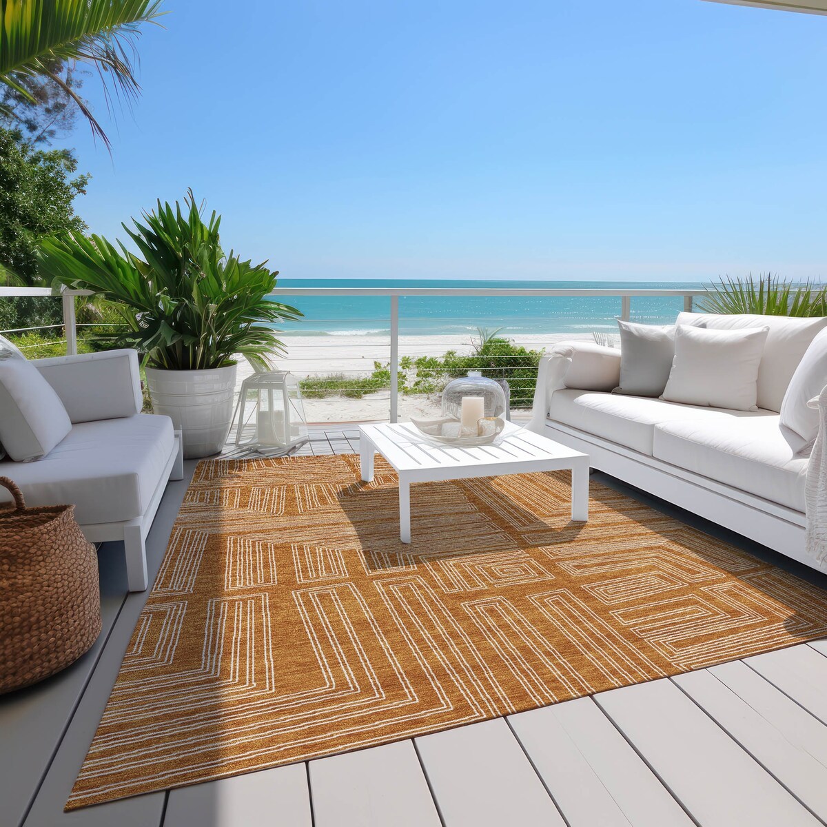 Machine Washable Indoor/ Outdoor Contemporary Stack Chantille Rug