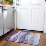 Machine Washable Indoor/ Outdoor Contemporary Waves Chantille Rug