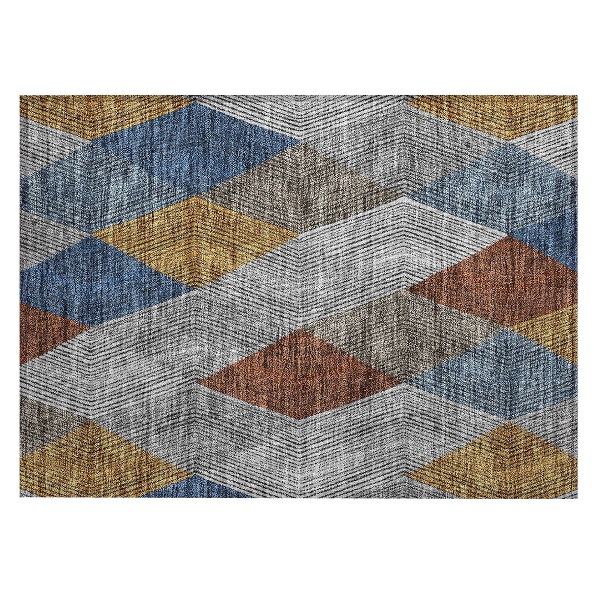 Machine Washable Indoor/ Outdoor Diamond Stripes Chantille Rug