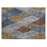 Machine Washable Indoor/ Outdoor Diamond Stripes Chantille Rug