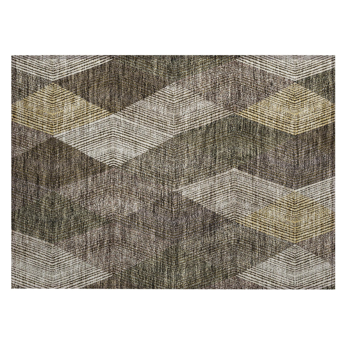 Machine Washable Indoor/ Outdoor Diamond Stripes Chantille Rug
