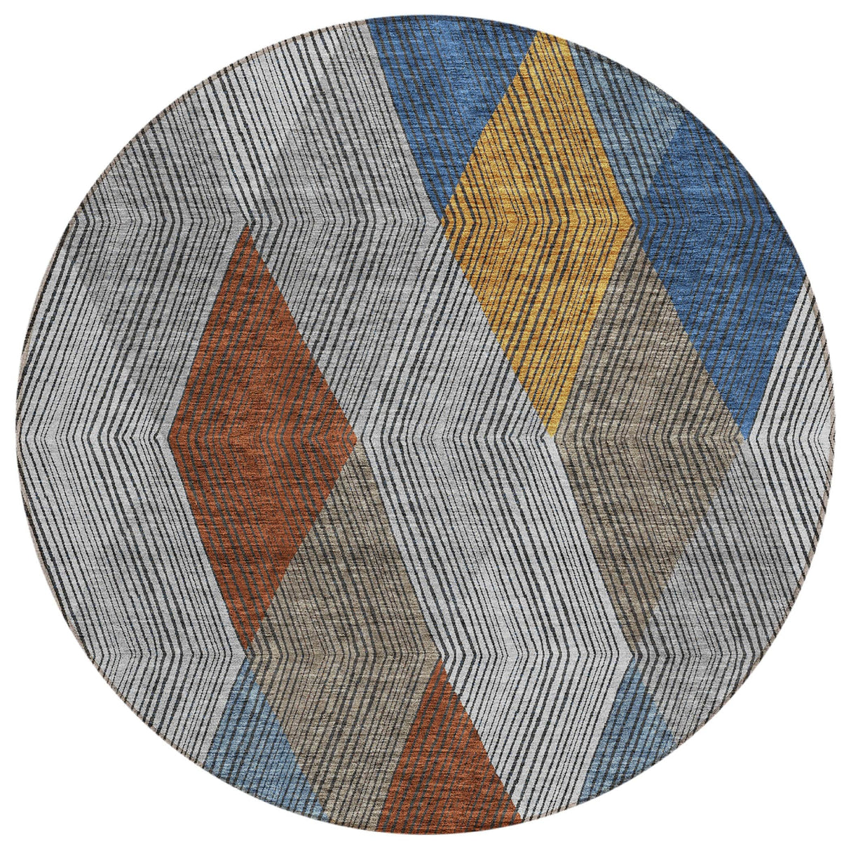 Machine Washable Indoor/ Outdoor Diamond Stripes Chantille Rug