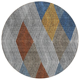 Machine Washable Indoor/ Outdoor Diamond Stripes Chantille Rug