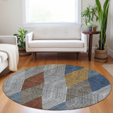 Machine Washable Indoor/ Outdoor Diamond Stripes Chantille Rug