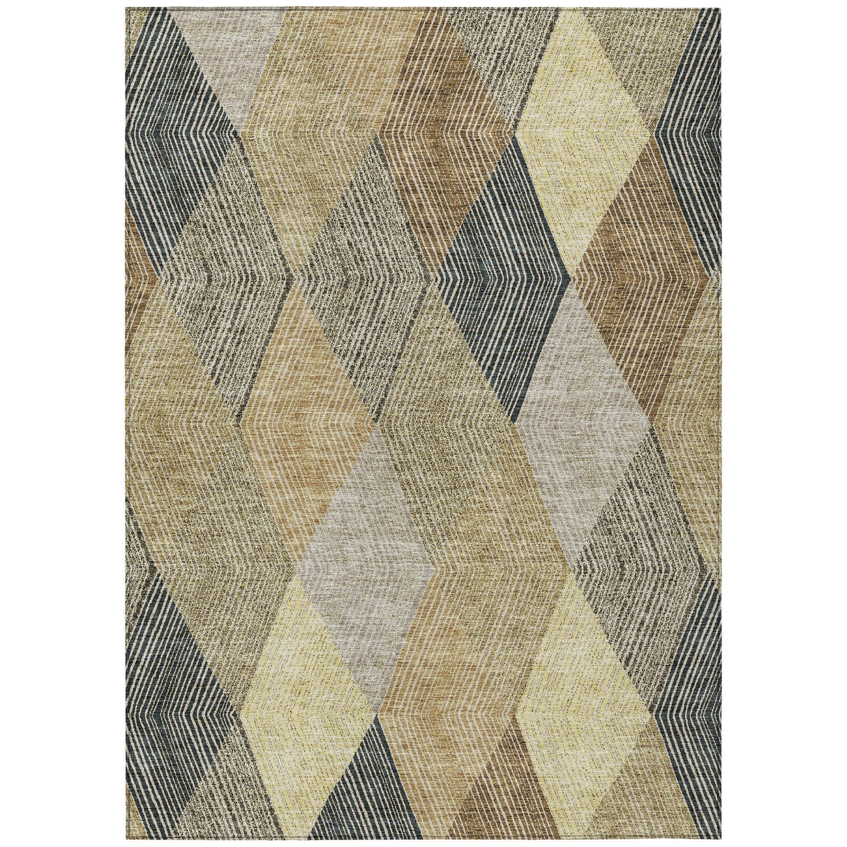 Machine Washable Indoor/ Outdoor Diamond Stripes Chantille Rug