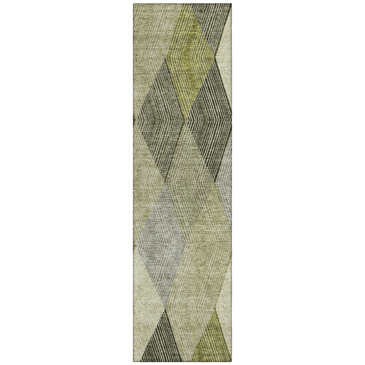 Machine Washable Indoor/ Outdoor Diamond Stripes Chantille Rug