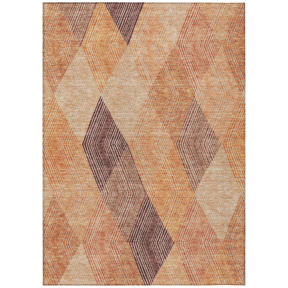 Machine Washable Indoor/ Outdoor Diamond Stripes Chantille Rug