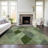Machine Washable Indoor/ Outdoor Diamond Stripes Chantille Rug