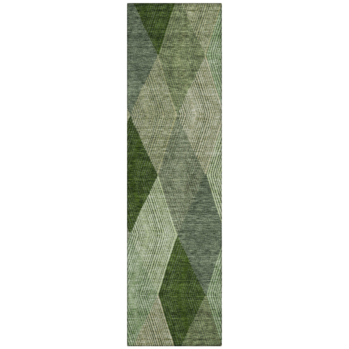 Machine Washable Indoor/ Outdoor Diamond Stripes Chantille Rug