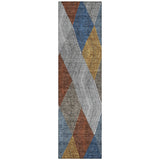 Machine Washable Indoor/ Outdoor Diamond Stripes Chantille Rug