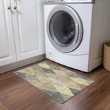 Machine Washable Indoor/ Outdoor Diamond Stripes Chantille Rug