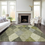 Machine Washable Indoor/ Outdoor Diamond Stripes Chantille Rug