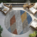 Machine Washable Indoor/ Outdoor Diamond Stripes Chantille Rug