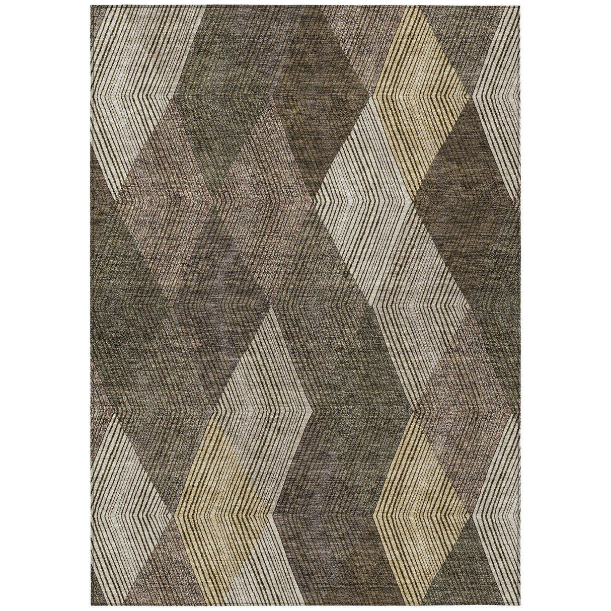 Machine Washable Indoor/ Outdoor Diamond Stripes Chantille Rug