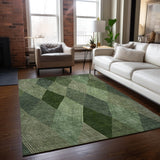 Machine Washable Indoor/ Outdoor Diamond Stripes Chantille Rug