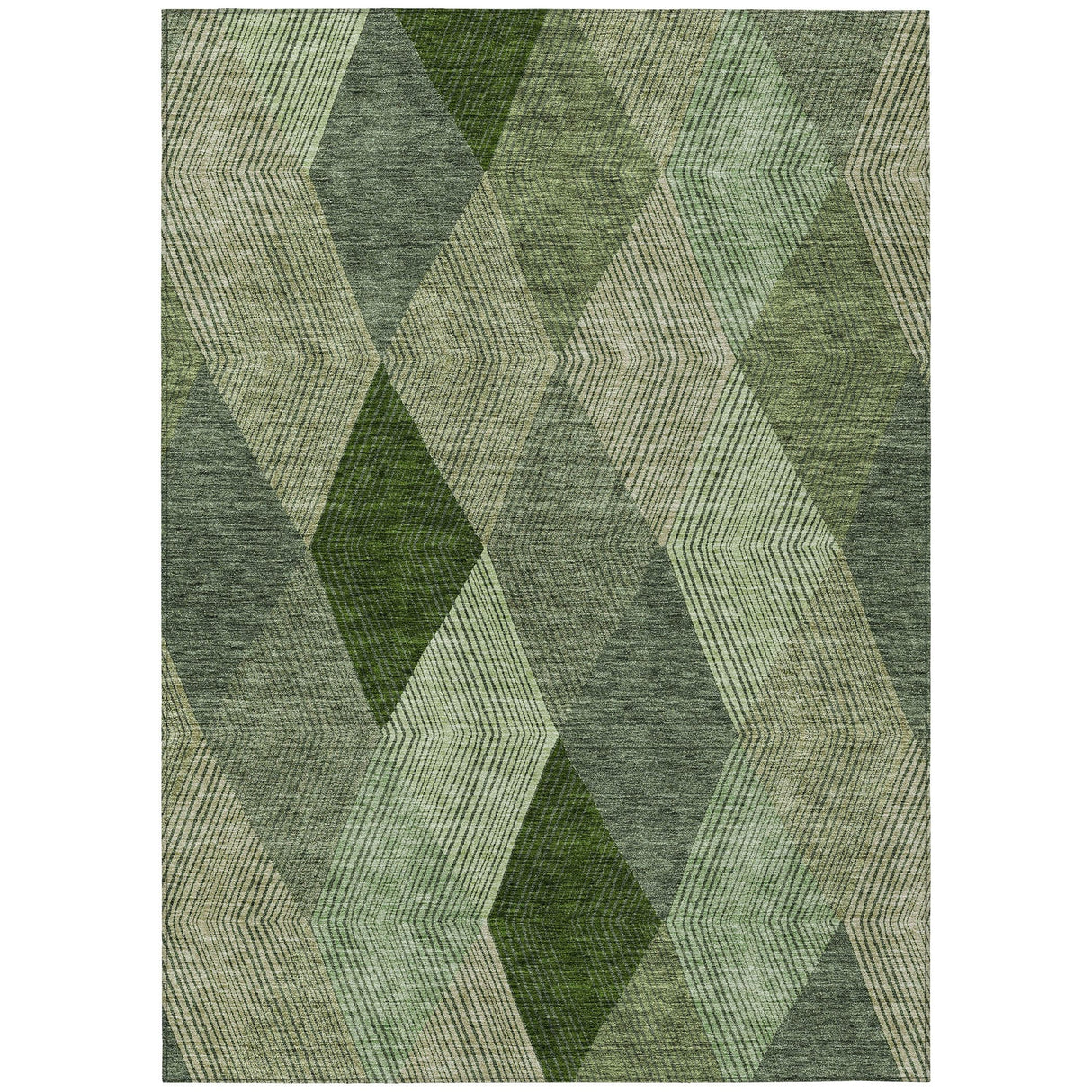 Machine Washable Indoor/ Outdoor Diamond Stripes Chantille Rug