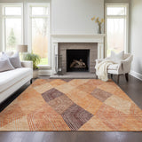 Machine Washable Indoor/ Outdoor Diamond Stripes Chantille Rug
