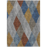 Machine Washable Indoor/ Outdoor Diamond Stripes Chantille Rug