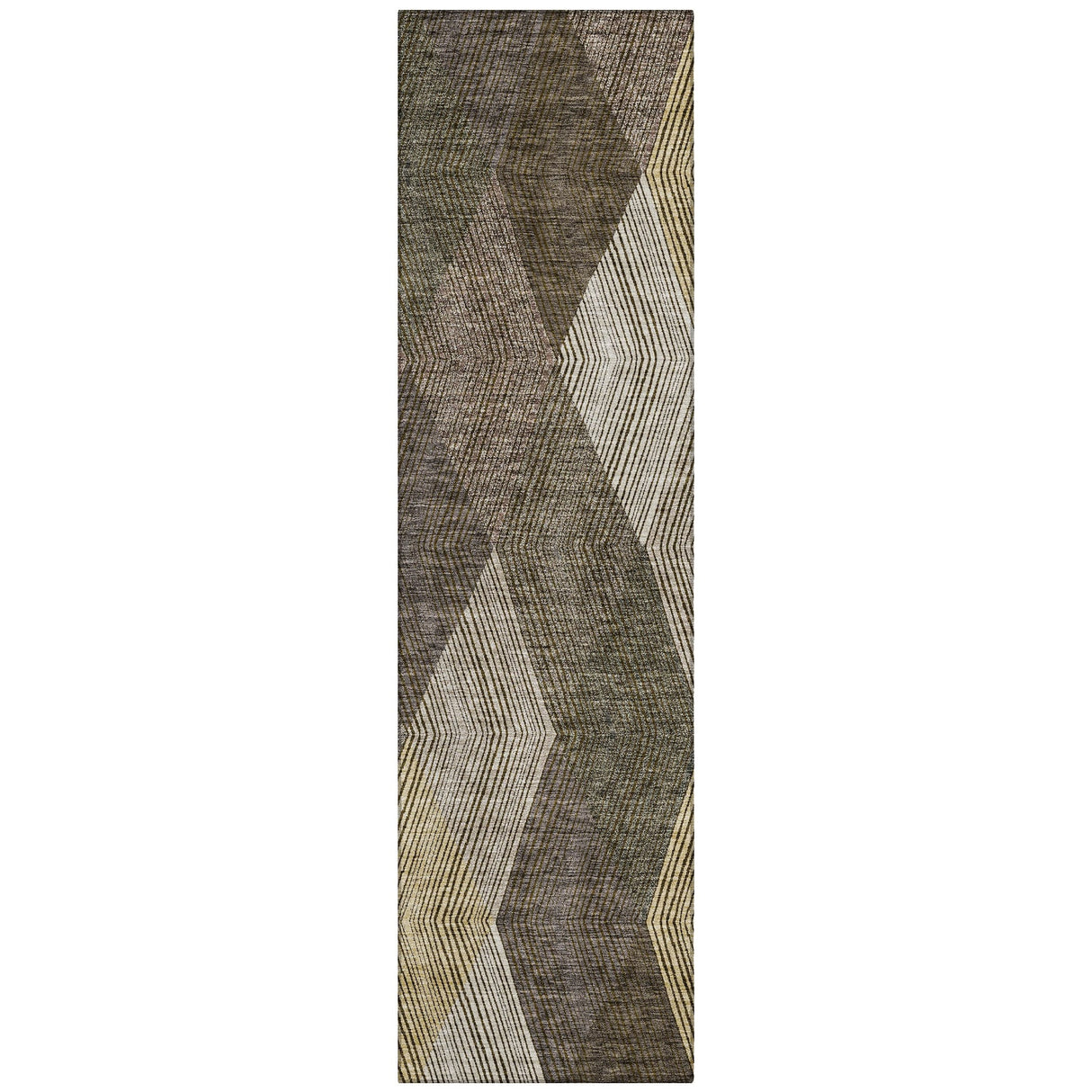 Machine Washable Indoor/ Outdoor Diamond Stripes Chantille Rug
