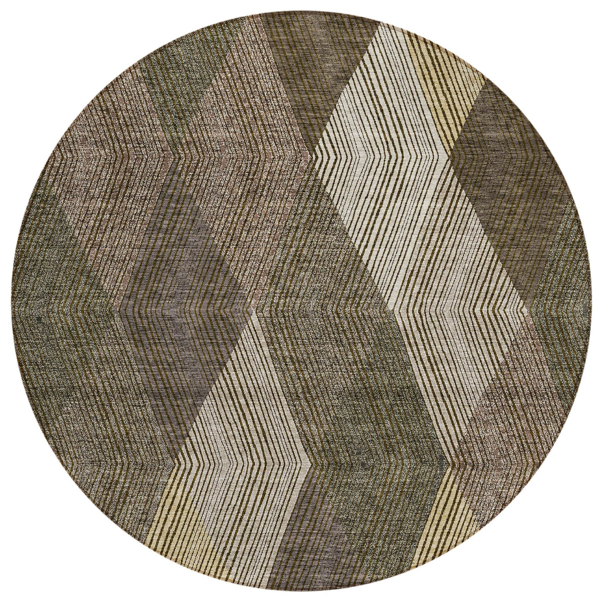 Machine Washable Indoor/ Outdoor Diamond Stripes Chantille Rug