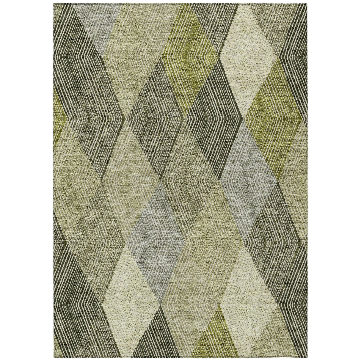 Machine Washable Indoor/ Outdoor Diamond Stripes Chantille Rug