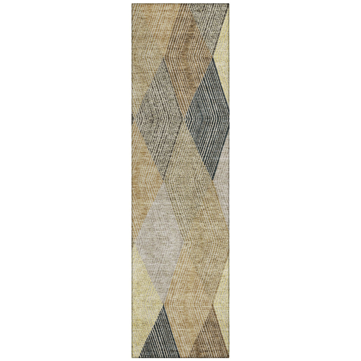 Machine Washable Indoor/ Outdoor Diamond Stripes Chantille Rug