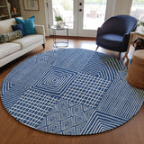Machine Washable Indoor/ Outdoor Geo Patchwork Chantille Rug