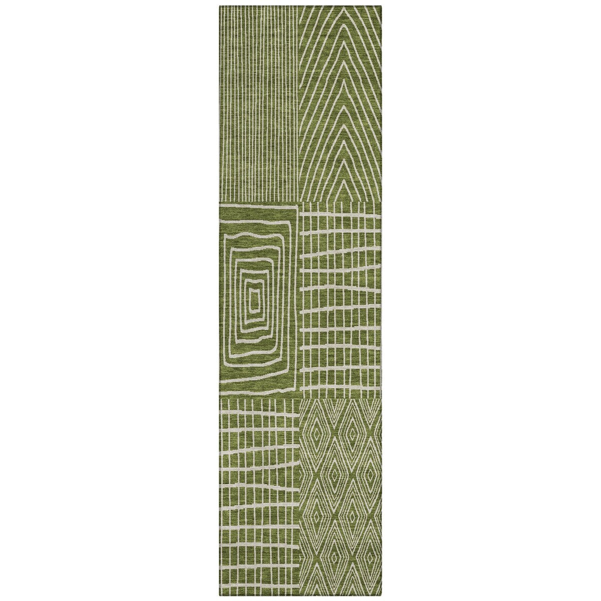 Machine Washable Indoor/ Outdoor Geo Patchwork Chantille Rug