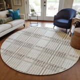 Machine Washable Indoor/ Outdoor Geometric Stripe Chantille Rug