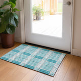 Machine Washable Indoor/ Outdoor Geometric Stripe Chantille Rug