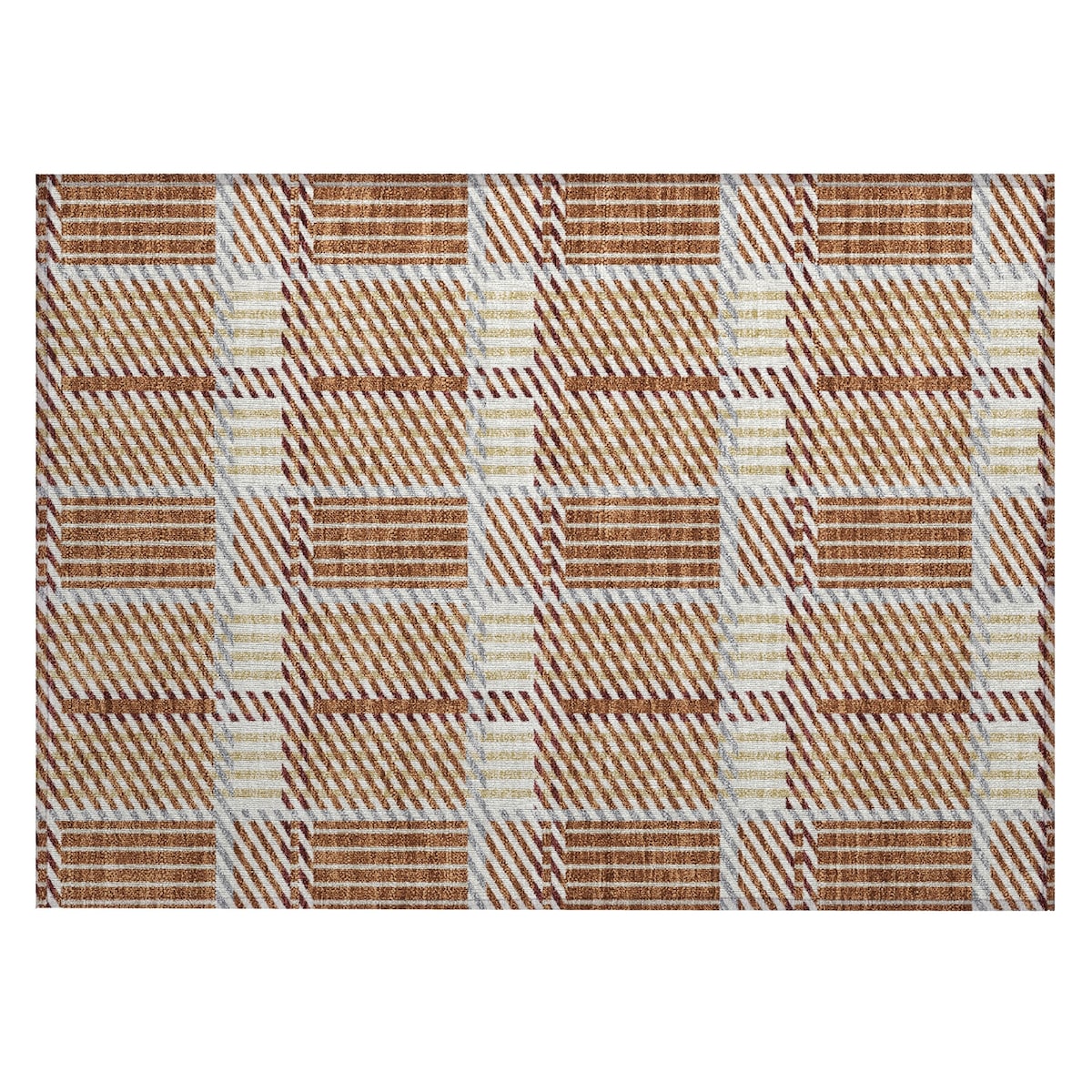 Machine Washable Indoor/ Outdoor Geometric Stripe Chantille Rug
