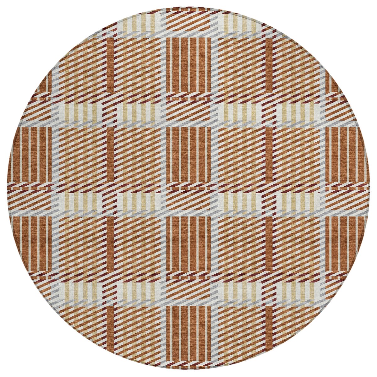 Machine Washable Indoor/ Outdoor Geometric Stripe Chantille Rug