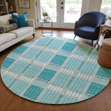 Machine Washable Indoor/ Outdoor Geometric Stripe Chantille Rug