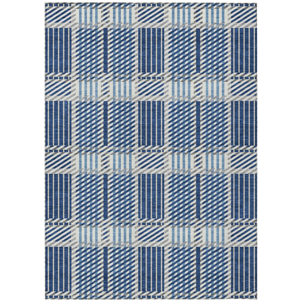 Machine Washable Indoor/ Outdoor Geometric Stripe Chantille Rug