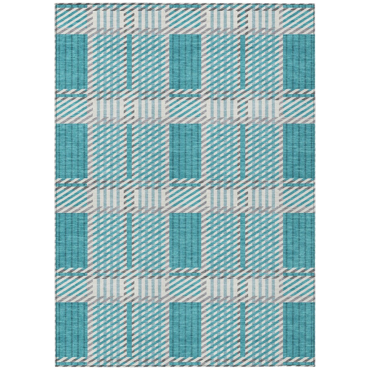 Machine Washable Indoor/ Outdoor Geometric Stripe Chantille Rug