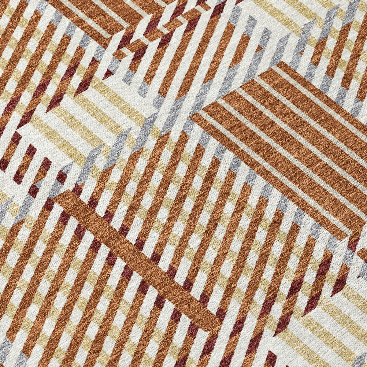 Machine Washable Indoor/ Outdoor Geometric Stripe Chantille Rug